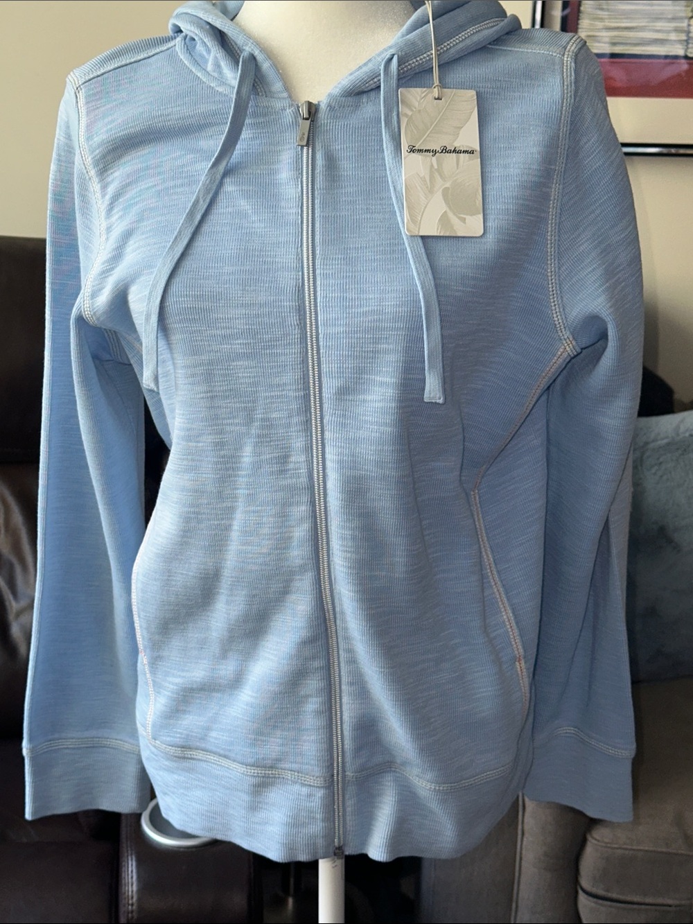 Tommy Bahama Light Blue Full-Zip Hoodie Jacket